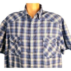 JF J. Ferrar Western Shirt Men's 2XL Tall Rodeo Short Sleeve Shell Snaps Aloha